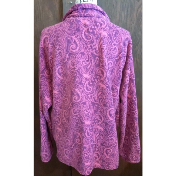 Dopamine Pink Purple Fuschia Paisley Full Zip  Fleece Jacket Womens XL Colorful - Picture 3 of 7